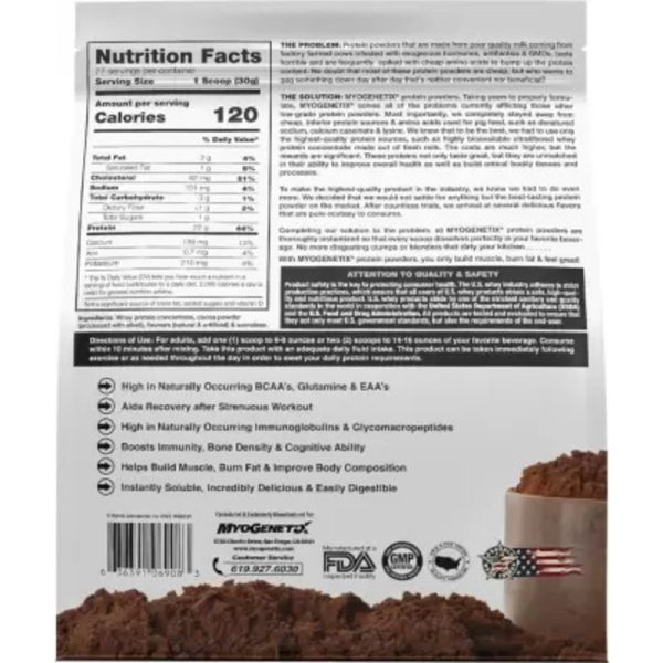 Myogenetix WHEY PROTEIN CONCENTRATE (77 SERVINGS) (2270 g, PERFECT CHOCOLATE) - Image 2