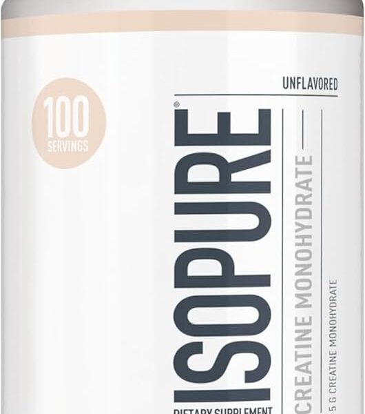 Isopure Unflavored Creatine Monohydrate 5g Creatine per scoop, 100 Servings, 500g