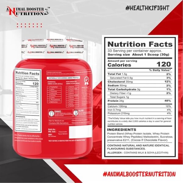 Animal Booster Nutrition Serious Whey Protein | 24g  Muscle Support & Recovery (Chocolate Flavor, 1kg) - Image 3