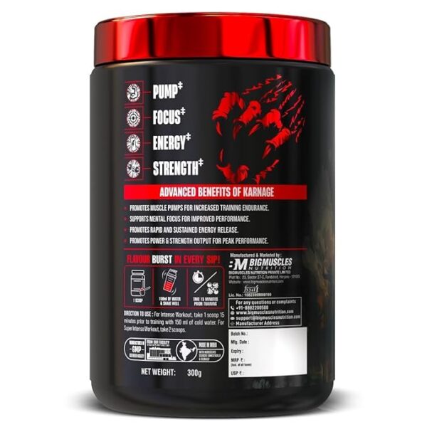 Bigmuscles Nutrition Karnage Pre workout (60 Servings, Sex On the Beach)300g - Image 2