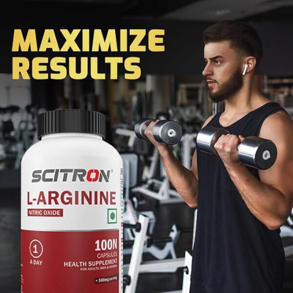 Scitron L-Arginine Tablets ( Boost Nitric Oxide, Muscle Pump, & Recovery)- 100 veg capsules - Image 2