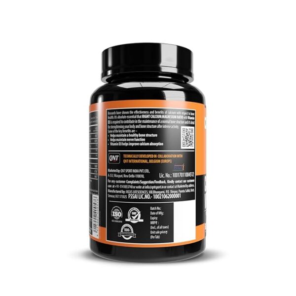 QNT Calcium Magnesium D3 |  for Strong Bones, Muscles & Nerves | 60 Tablets - Image 2