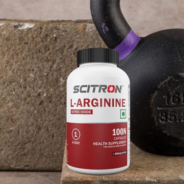 Scitron L-Arginine Tablets ( Boost Nitric Oxide, Muscle Pump, & Recovery)- 100 veg capsules - Image 3