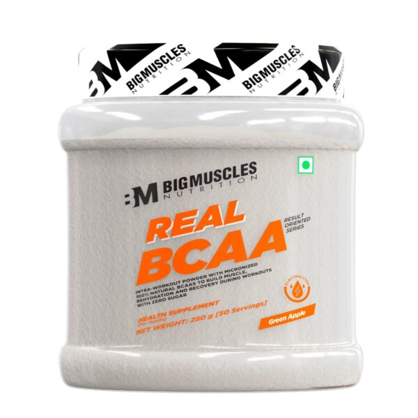 Bigmuscles Nutrition Real BCAA with Electrolytes [50 Servings, Green Apple]