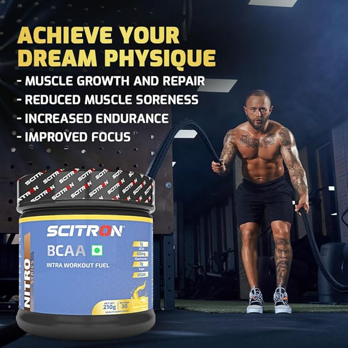 Scitron Nitro Series BCAA Intra Workout Fuel Powder (WATE 210g) Mango Pineapple (30 Servings - Image 3