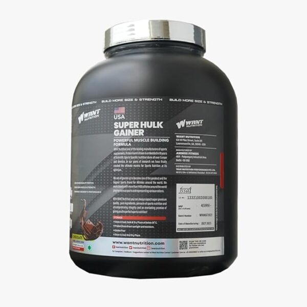 WANT NUTRITION SUPER HULK CLEAN MASS GAINER 45 SERVINGS (KESAR KULFI) - Image 2