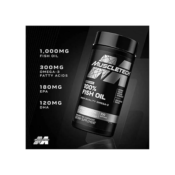 Muscletech Essential Series Platinum 100% Omega Fish Oil| softgels 100 Count |Omega-3 | - Image 2