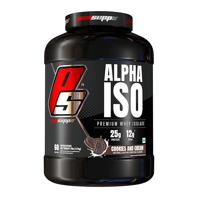 PS PROSUPPS Alpha Iso Premium Whey Isolate,Zero Sugar|1.8Kg(Cookies And Cream)