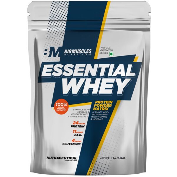 Bigmuscles Nutrition Essential Whey Protein Pack of 1Kg powder[Malai Kulfi] |
