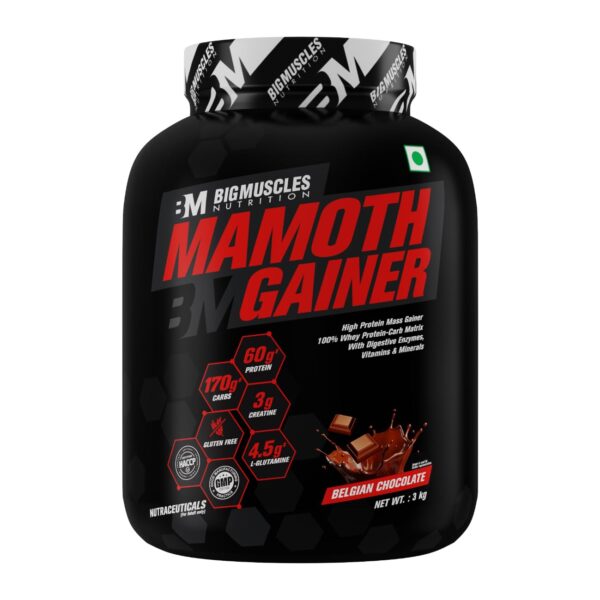 Bigmuscles Nutrition Mamoth Gainer Powder [Belgian Chocolate, 3Kg]
