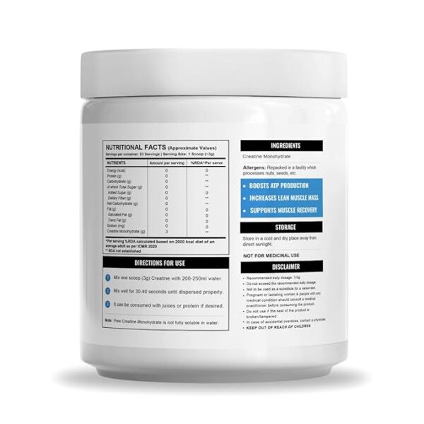 Wellcore - Micronised Creatine Monohydrate (250g, 83 Servings) | 100% Pure Creatine | Unflavored | Supports Athletic Performance and Power - Image 2