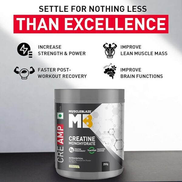 MuscleBlaze Creatine Monohydrate CreAMP, 250 g (0.55 lb) - Image 3