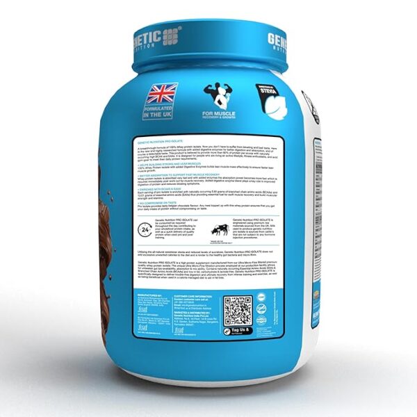 Genetic Nutrition Pro-Isolate25g Protein, 5.8g BCAA(Belgian Chocolate, 2 KG) - Image 3