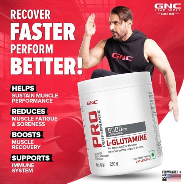 GNC Pro Performance L-Glutamine  | 250 gm | 50 Servings | - Image 2