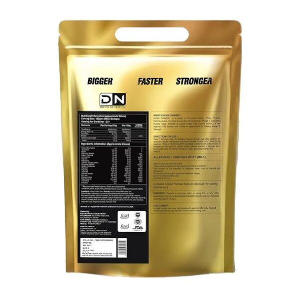 Divine Nutrition Hunk Gainer 5 Kg, Kesar Badam - Image 2