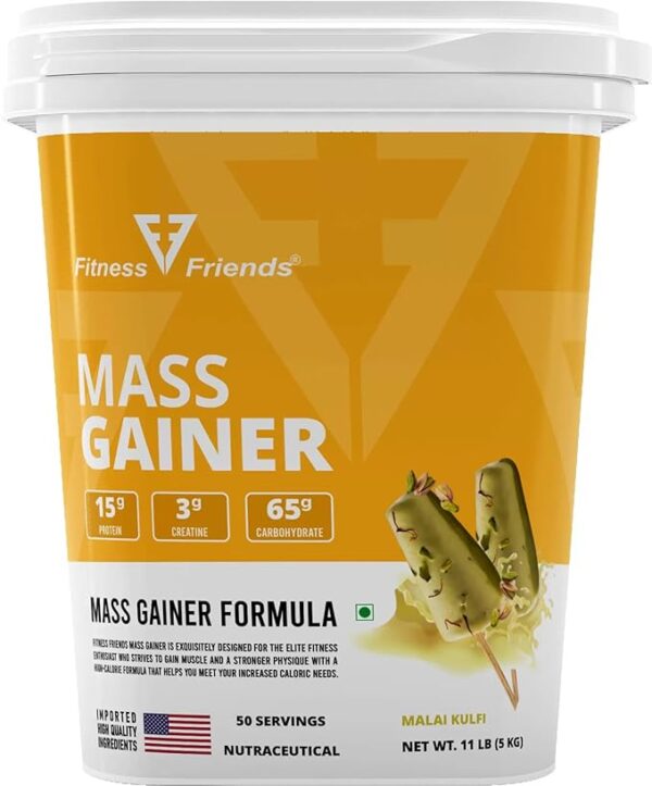 Fitness Friends Mass Gainer Formula, 15g Protein, 3g Creatine, 65g Carbohydrate, 50 Servings, 5kg