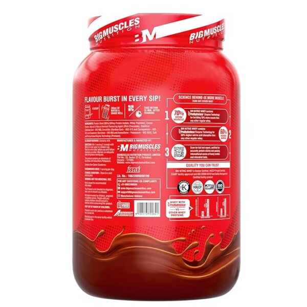Bigmuscles Nutrition Nitric Whey protein Rich Chocolate | 1Kg - Image 2