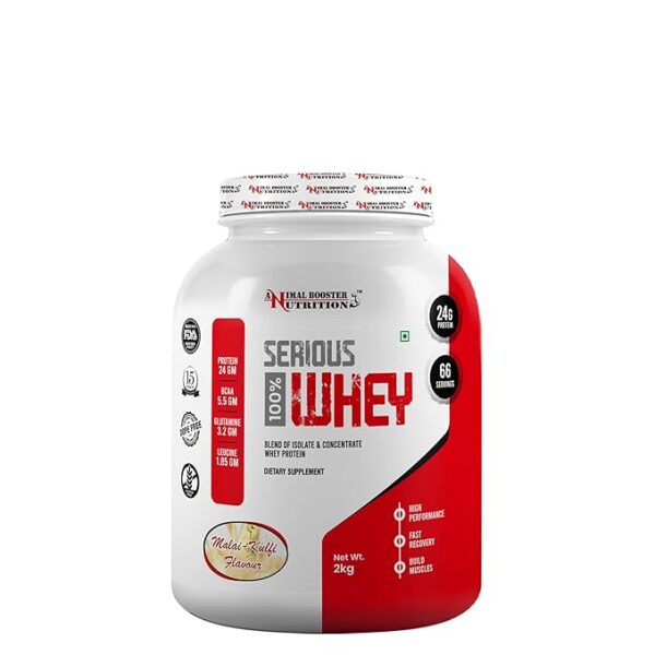 Animal Booster Nutrition Serious Whey Protein  Muscle Support & Recovery (Malai Kulfi, 2kg)