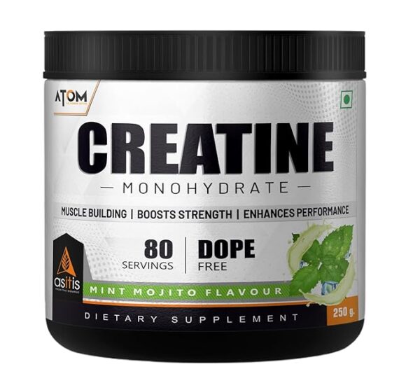 ATOM Creatine Monohydrate 250g - 80 Servings  Mint mojito Flavour