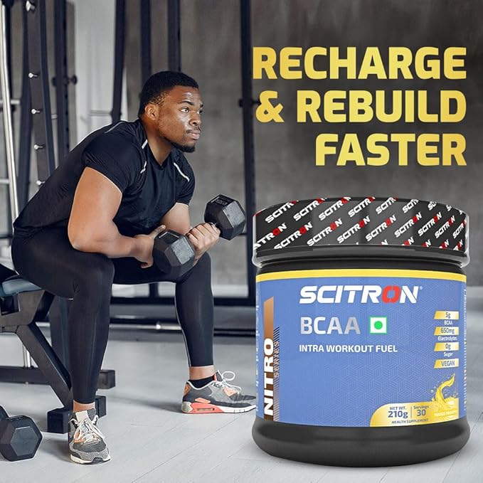Scitron Nitro Series BCAA Intra Workout Fuel Powder (WATE 210g) Mango Pineapple (30 Servings - Image 2