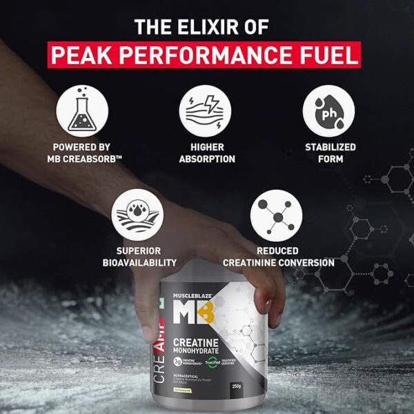MuscleBlaze Creatine Monohydrate CreAMP, 250 g (0.55 lb) - Image 2