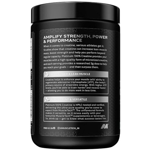 Muscletech Platinum 100% Creatine Powder (Unflavoured - 250 Gram, 83 Serves), - Image 3