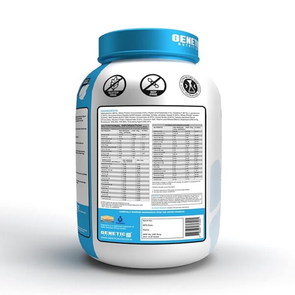 GENETIC NUTRITION Mass Attack 28.3G, 3G Creatine, 700Kcal, 24 Vitamins & Minerals Per Serving (Chocolate Fudge - Image 3