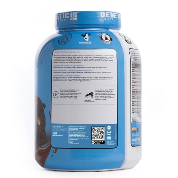 Genetic Nutrition Grass-Fed Whey Protein 24g Protein per serving(2kg, Chocolate Ganache) - Image 2