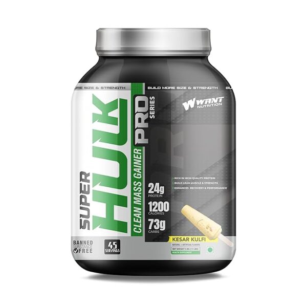 WANT NUTRITION SUPER HULK CLEAN MASS GAINER 45 SERVINGS (KESAR KULFI)