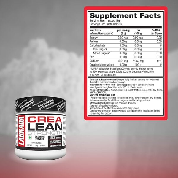 Labrada CreaLean (3g Creatine Monohydrate,For 83 Servings) - Image 2