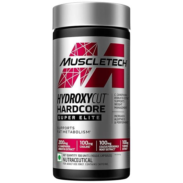 MuscleTech, Hydroxycut Hardcore, Super Elite, Supports Fat burner - Pack of 100 Veggie Capsules