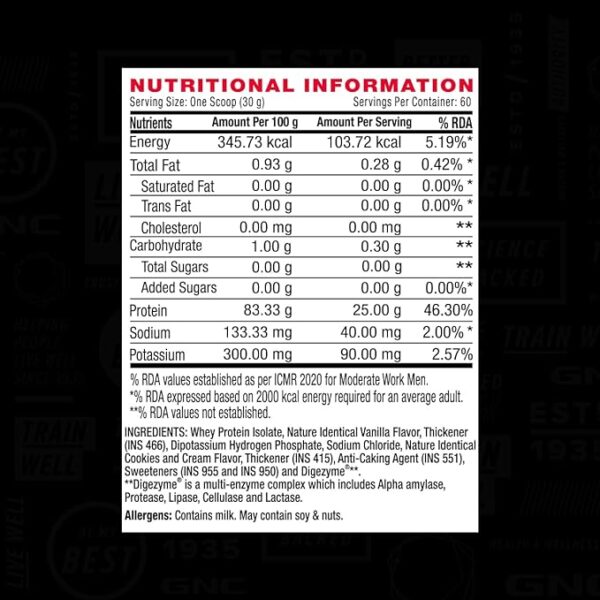 GNC AMP Pure Isolate | 25g Protein | 6g BCAA | Chocolate Frosting | 4 lbs - Image 2