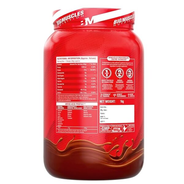 Bigmuscles Nutrition Nitric Whey protein Rich Chocolate | 1Kg - Image 3