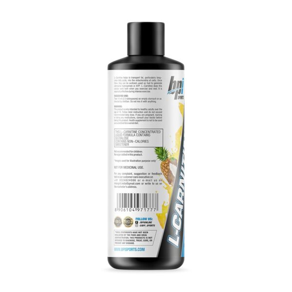 BPI Sports Liquid-Carnitine 3000  (30 Servings, Pina Colada Splash) - Image 3