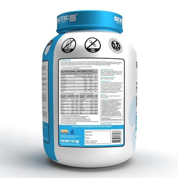 Genetic Nutrition Pro-Isolate25g Protein, 5.8g BCAA(Belgian Chocolate, 2 KG) - Image 2