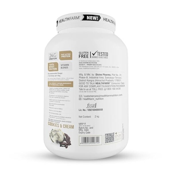 HEALTHFARM Whey Protein Plus With Added Vitamins|58 SERVINGS|24 G Protein Per Serving - Image 3