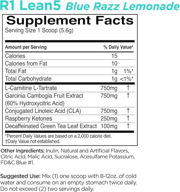 Rule 1 R1 Lean5, Blue Razz Lemonade 60 Servings - Image 3