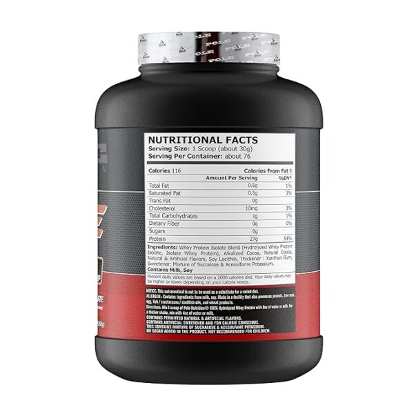 Pole Nutrition Isolate 100% | Chocolate Flavor | 5 lbs, 2268g 76 Servings - Image 2