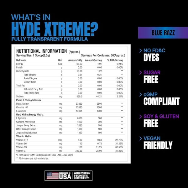 PS PROSUPPS Hyde Xtreme- Hard Hitting Energy Pre Workout Supplement - Image 3