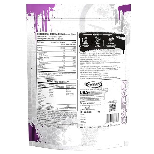 Gaspari Nutrition Whey Isolate 1kg Chocolate Bliss - Image 2