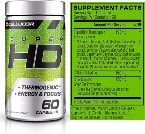 Cellucor SuperHD Thermogenic Fat Burner Weight Loss Supplement  60 Capsules - Image 2