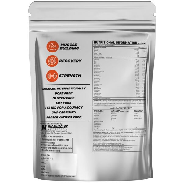 Bigmuscles Nutrition Essential Whey Protein Pack of 1Kg powder[Malai Kulfi] | - Image 2