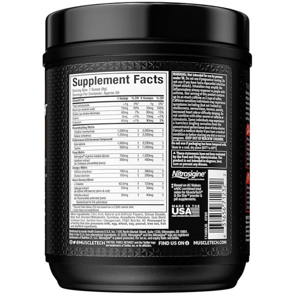 Muscletech Performance Series Vapor X5  Pre-Workout Powder(15 Calories, 1.5g ) - Image 2
