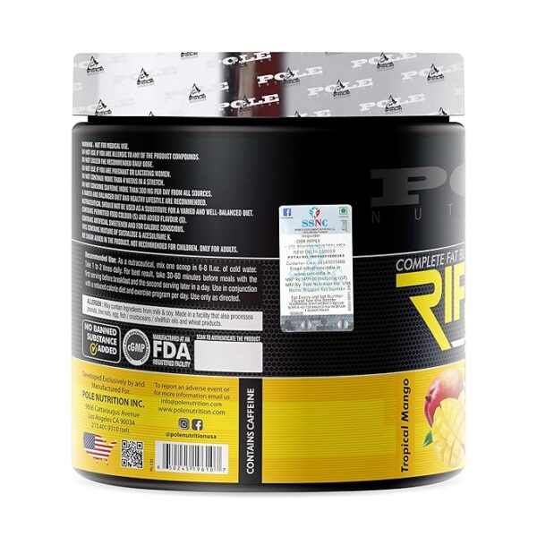 Pole Nutrition Ripper Fat Burner - Tropical Mango Flavor | 250g | 50 Servings - Image 4