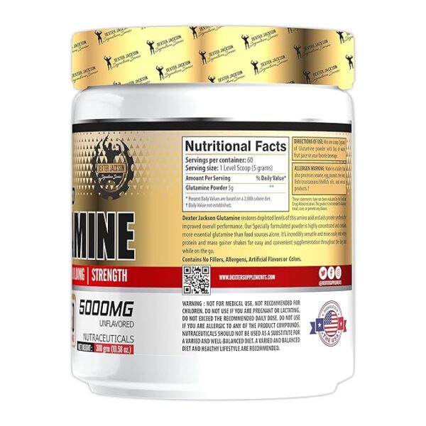 Dexter Jackson Glutamine 5000Mg | Muscle Building | 60 Servings, 300grm - Image 3