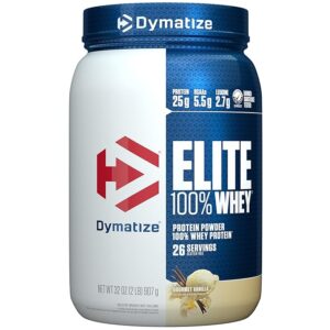 Dymatize Elite 100% Whey Protein  Post Workout 2 lbs, 907 gm, Gourment Vanilla