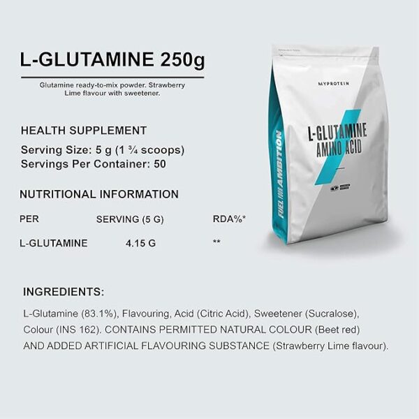 Myprotein L- Glutamine For Muscle Growth and Recovery 250gm - Image 2
