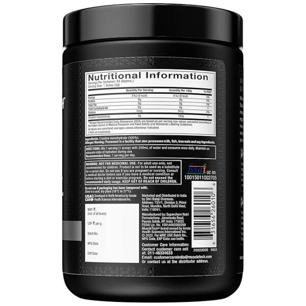 Muscletech Platinum 100% Creatine Powder (Unflavoured - 250 Gram, 83 Serves), - Image 2