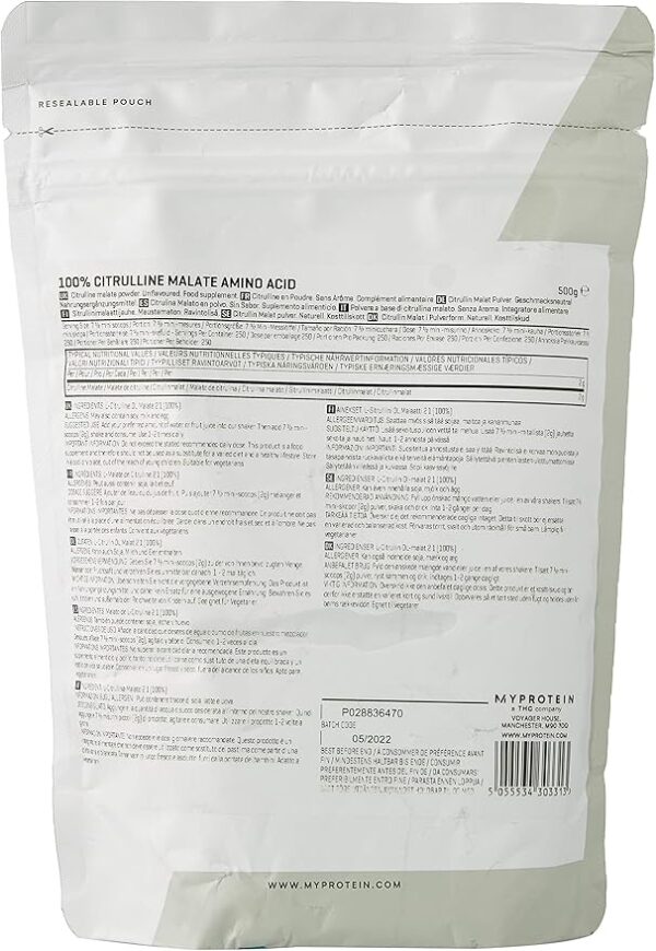 MY PROTEIN Citrulline Malate 2:1 Unflavoured Amino Acid Supplement, 500 g - Image 2