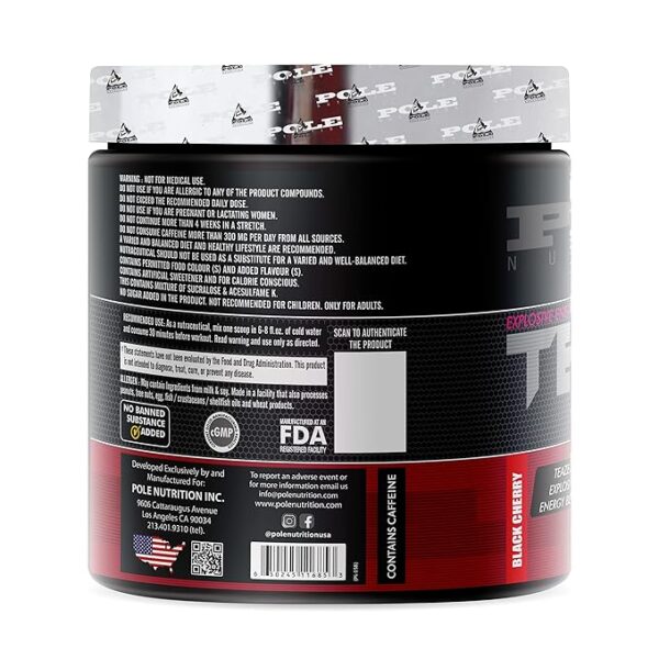 Pole Nutrition Teazer Pre-Workout - Black Berry Flavor, 270gm, 30 Servings - Image 2